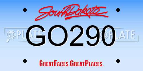 GO290 South Dakota License Plate