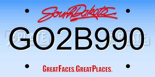 GO2B990 South Dakota License Plate