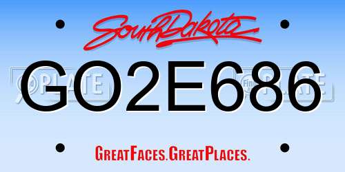 GO2E686 South Dakota License Plate