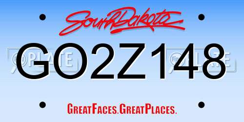 GO2Z148 South Dakota License Plate