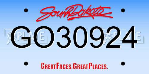 GO30924 South Dakota License Plate