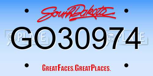 GO30974 South Dakota License Plate