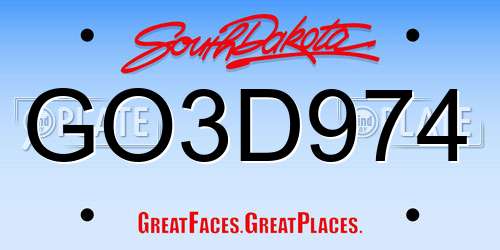 GO3D974 South Dakota License Plate