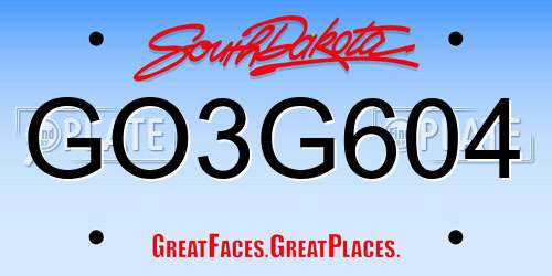 GO3G604 South Dakota License Plate