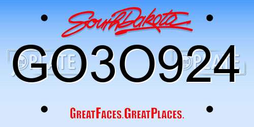 GO3O924 South Dakota License Plate