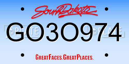 GO3O974 South Dakota License Plate