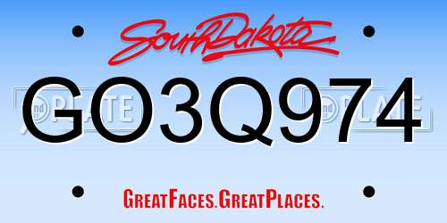 GO3Q974 South Dakota License Plate