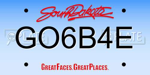 GO6B4E South Dakota License Plate