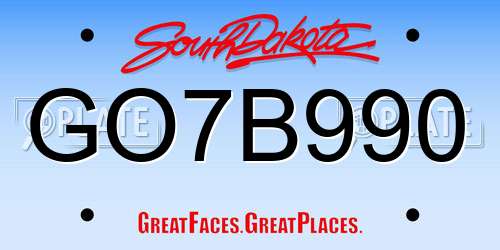 GO7B990 South Dakota License Plate