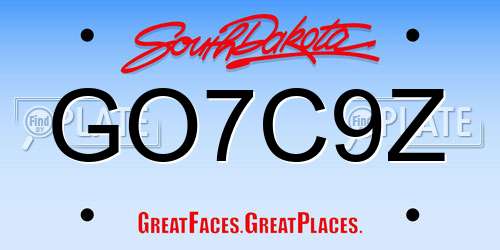 GO7C9Z South Dakota License Plate
