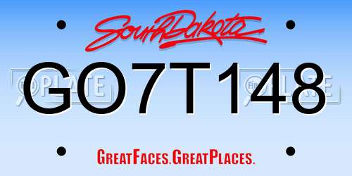 GO7T148 South Dakota License Plate
