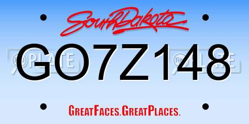 GO7Z148 South Dakota License Plate