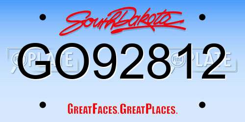 GO92812 South Dakota License Plate