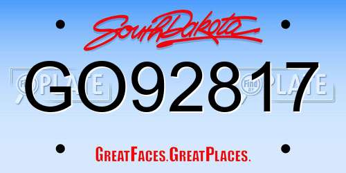 GO92817 South Dakota License Plate