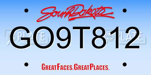GO9T812 South Dakota License Plate