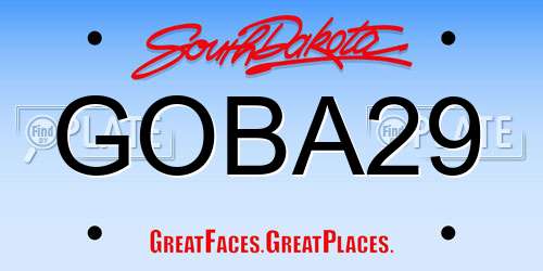 GOBA29 South Dakota License Plate