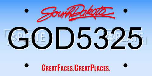 GOD5325 South Dakota License Plate