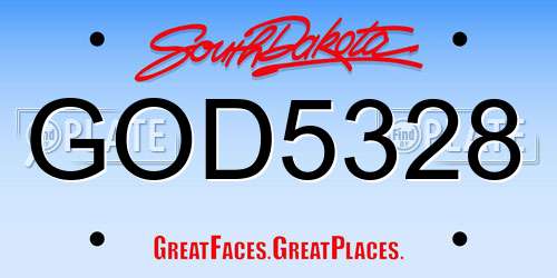GOD5328 South Dakota License Plate