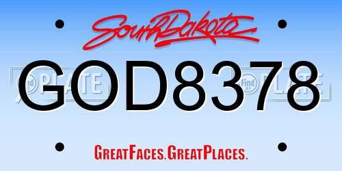 GOD8378 South Dakota License Plate