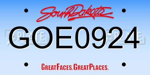 GOE0924 South Dakota License Plate