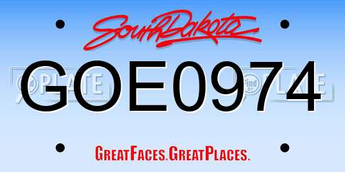GOE0974 South Dakota License Plate