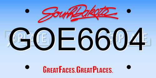 GOE6604 South Dakota License Plate