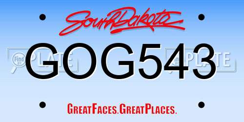 GOG543 South Dakota License Plate