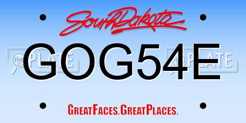 GOG54E South Dakota License Plate