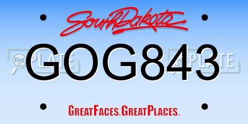 GOG843 South Dakota License Plate