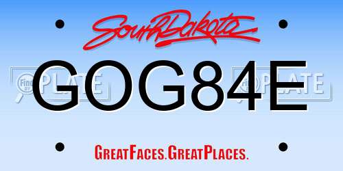 GOG84E South Dakota License Plate
