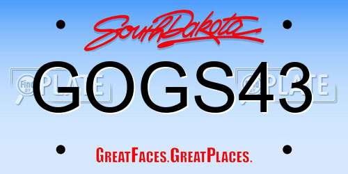GOGS43 South Dakota License Plate
