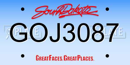 GOJ3087 South Dakota License Plate