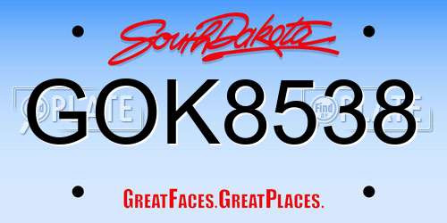 GOK8538 South Dakota License Plate