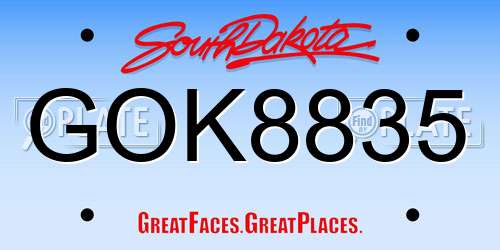GOK8835 South Dakota License Plate