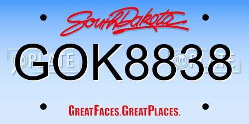 GOK8838 South Dakota License Plate
