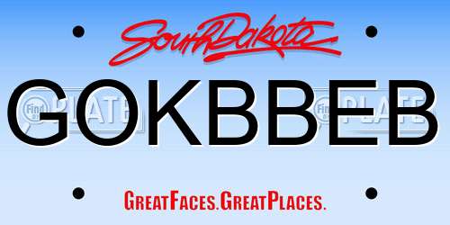GOKBBEB South Dakota License Plate