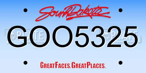 GOO5325 South Dakota License Plate