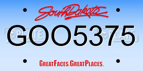 GOO5375 South Dakota License Plate