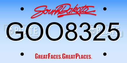 GOO8325 South Dakota License Plate