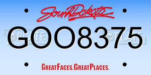 GOO8375 South Dakota License Plate