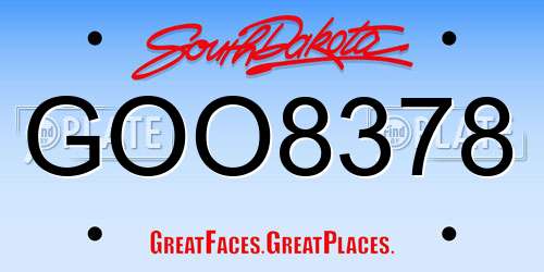 GOO8378 South Dakota License Plate
