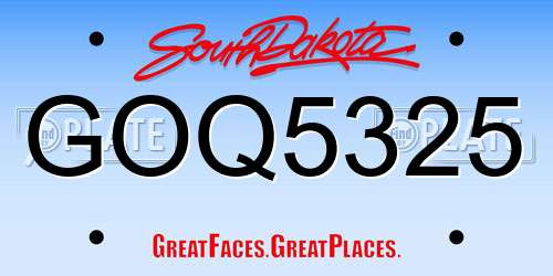 GOQ5325 South Dakota License Plate