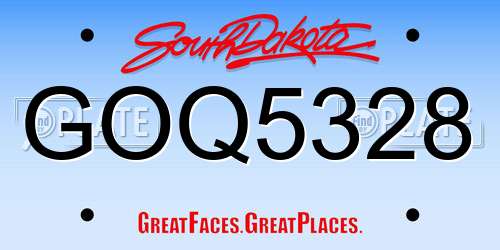 GOQ5328 South Dakota License Plate