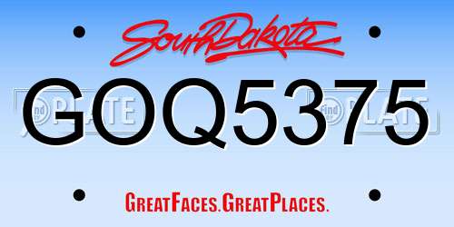 GOQ5375 South Dakota License Plate