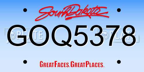 GOQ5378 South Dakota License Plate