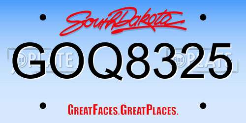 GOQ8325 South Dakota License Plate