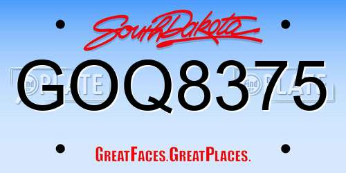GOQ8375 South Dakota License Plate