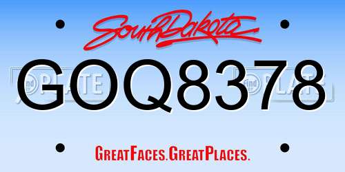 GOQ8378 South Dakota License Plate