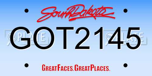GOT2145 South Dakota License Plate