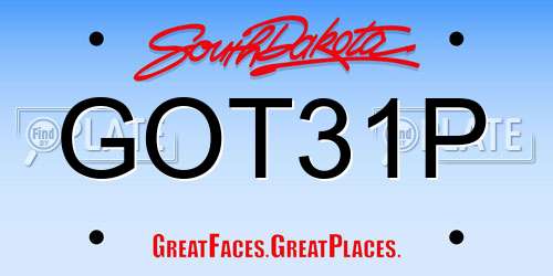 GOT31P South Dakota License Plate